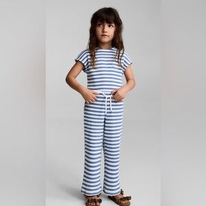 MANGO Girls Striped Jumpsuit – Size 4-5 (110 cm) – NWT